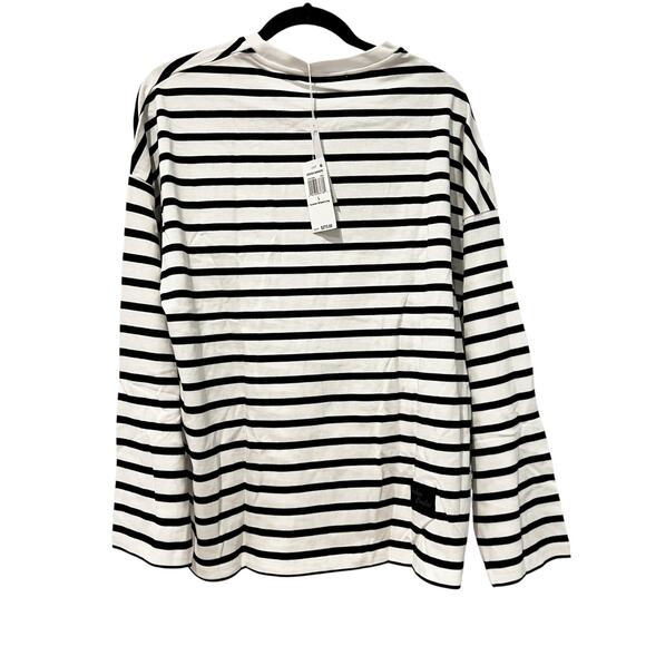 Joshua Sanders Women's Striped Graphic T-Shirt Long Sleeve Marine Size Large NWT - Picture 5 of 11